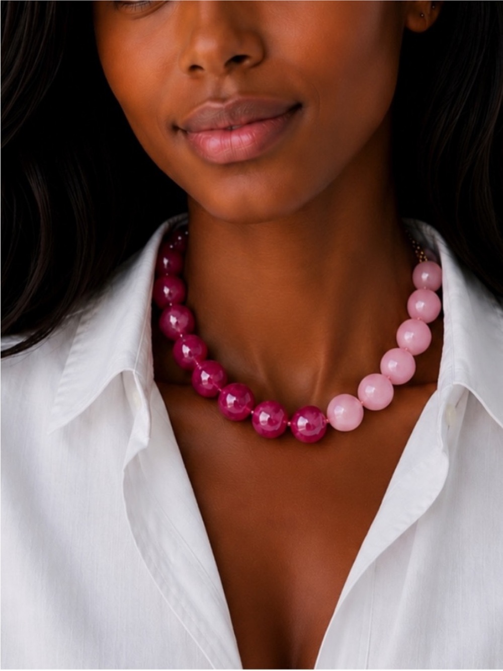 New! Preppy Colorful Pink Marbled Beaded Dopamine Necklace NWOT 5029
